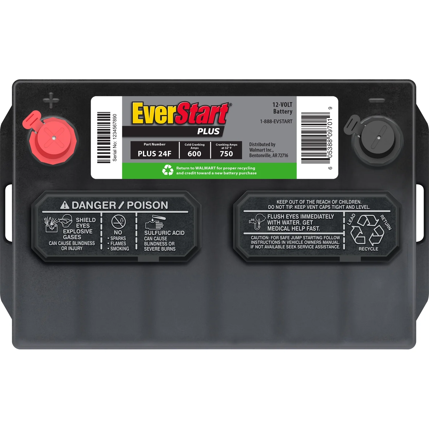 Plus Lead Acid Automotive Battery, Group Size 24F 12 Volt, 600 CCA - Image 6
