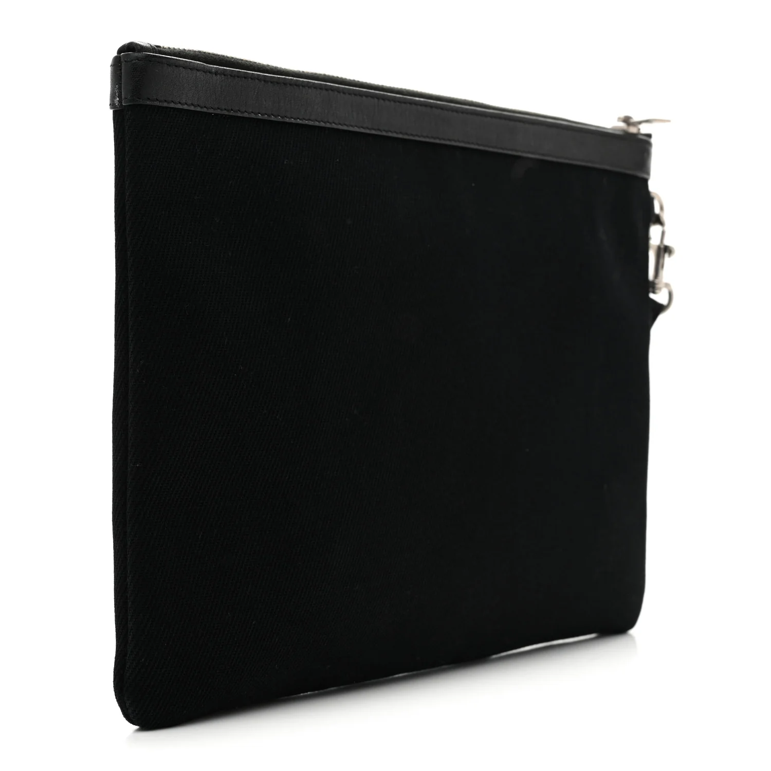 Linen Canvas Rive Gouche Zipped Pouch Black