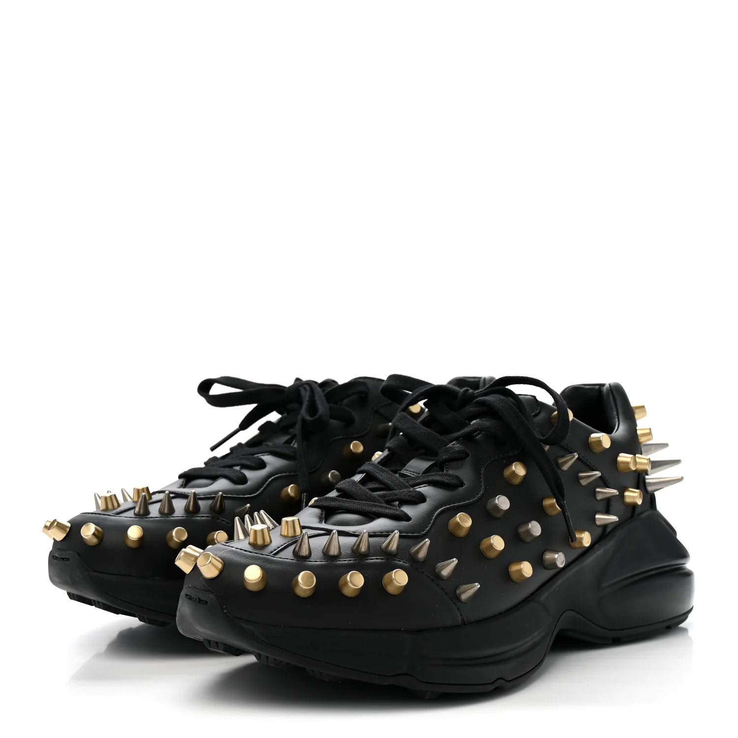 Demetra Spike Studded Mens Rhyton Sneakers 10 Black