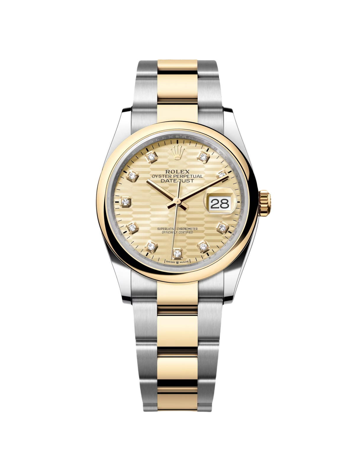 【Super Clone】RLX  Datejust 36mm 126203 Golden Fluted Dial Domed Bezel Oyster Bracelet