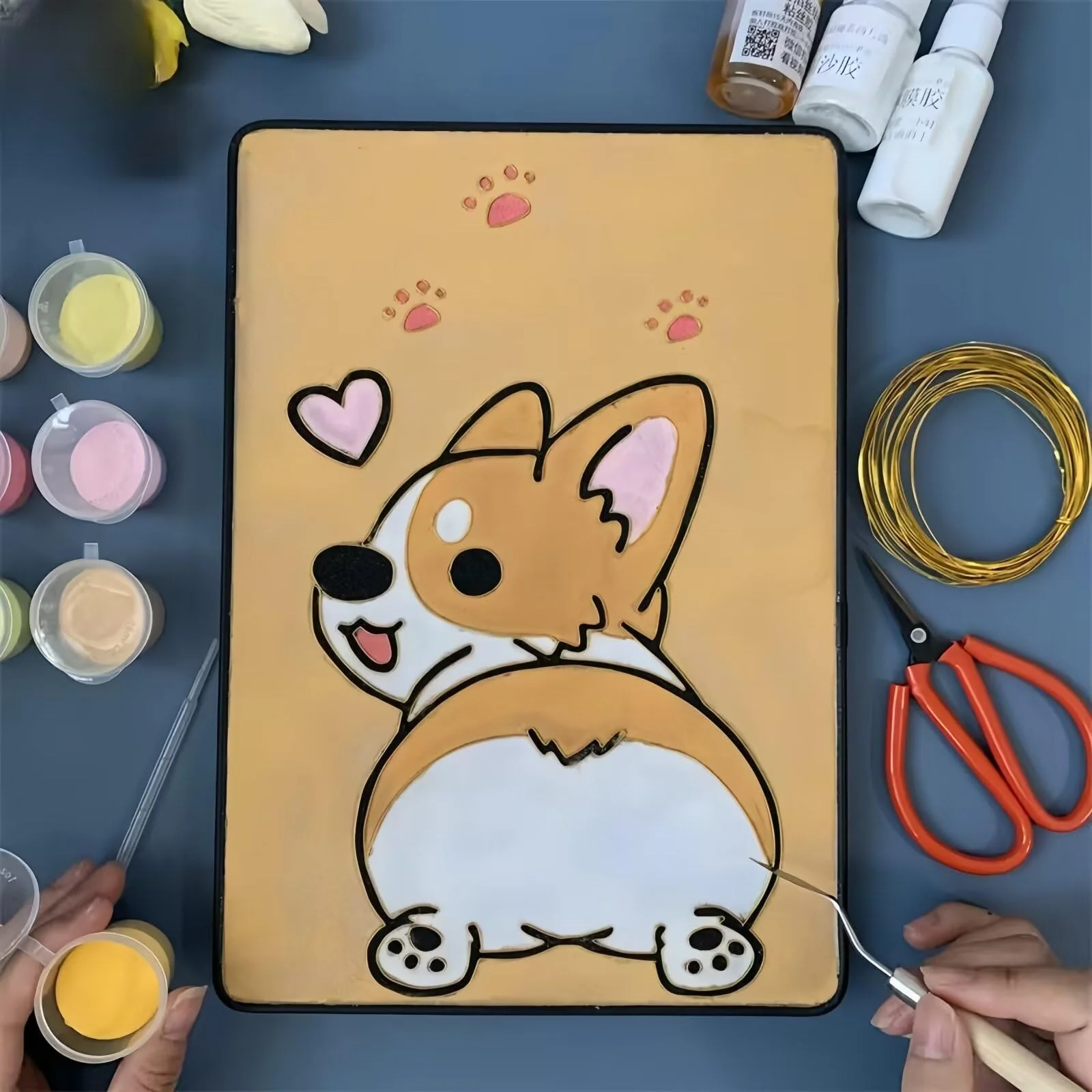 Dogs, DIY Cloisonne Filigree Enamel Kit, with Tutorial& All Tools