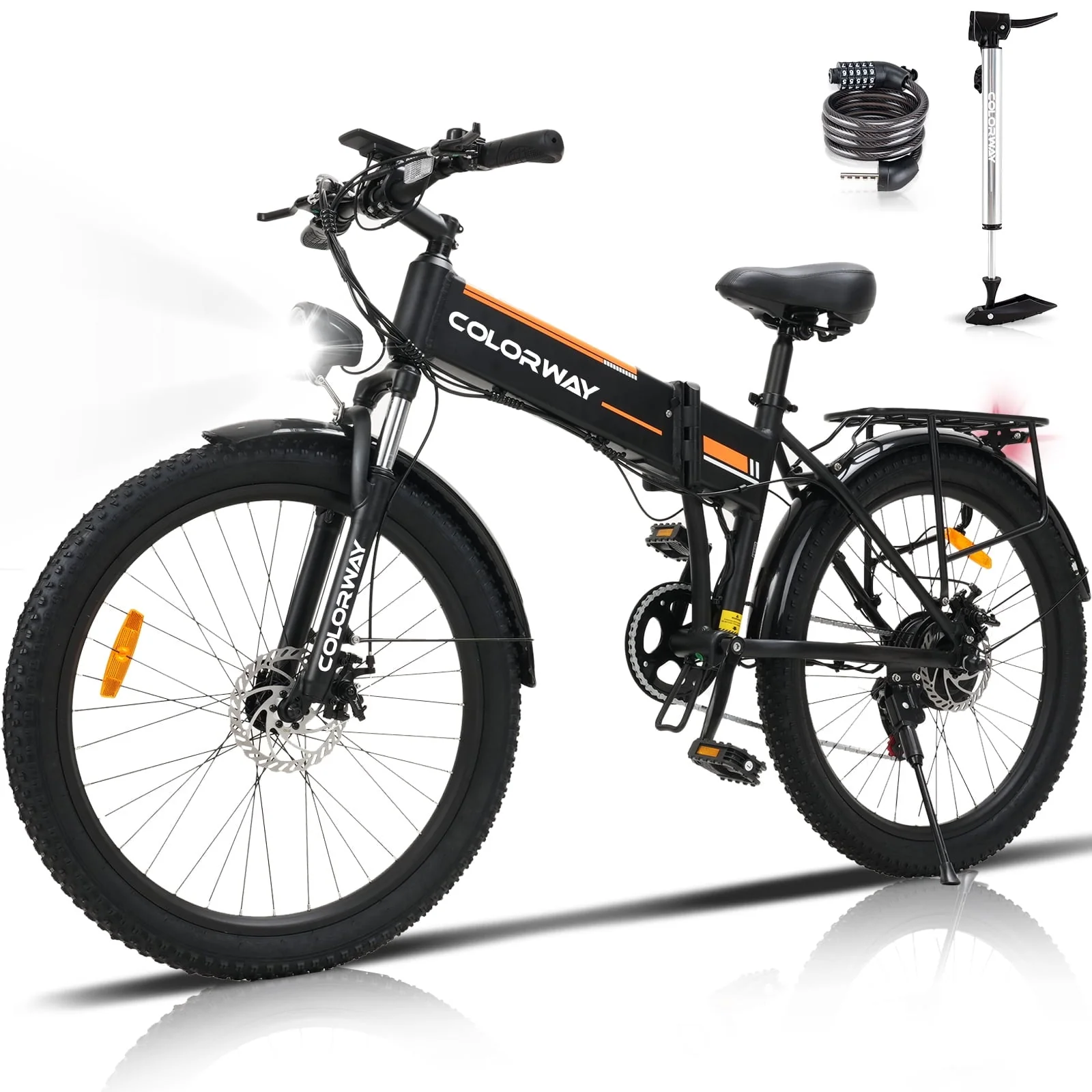 COLORWAY 26 Folding Electric Bike, 500W/12AH/36V Removable Battery, Light Aluminum Alloy E Bike, Max Speed up to 19.99MPH