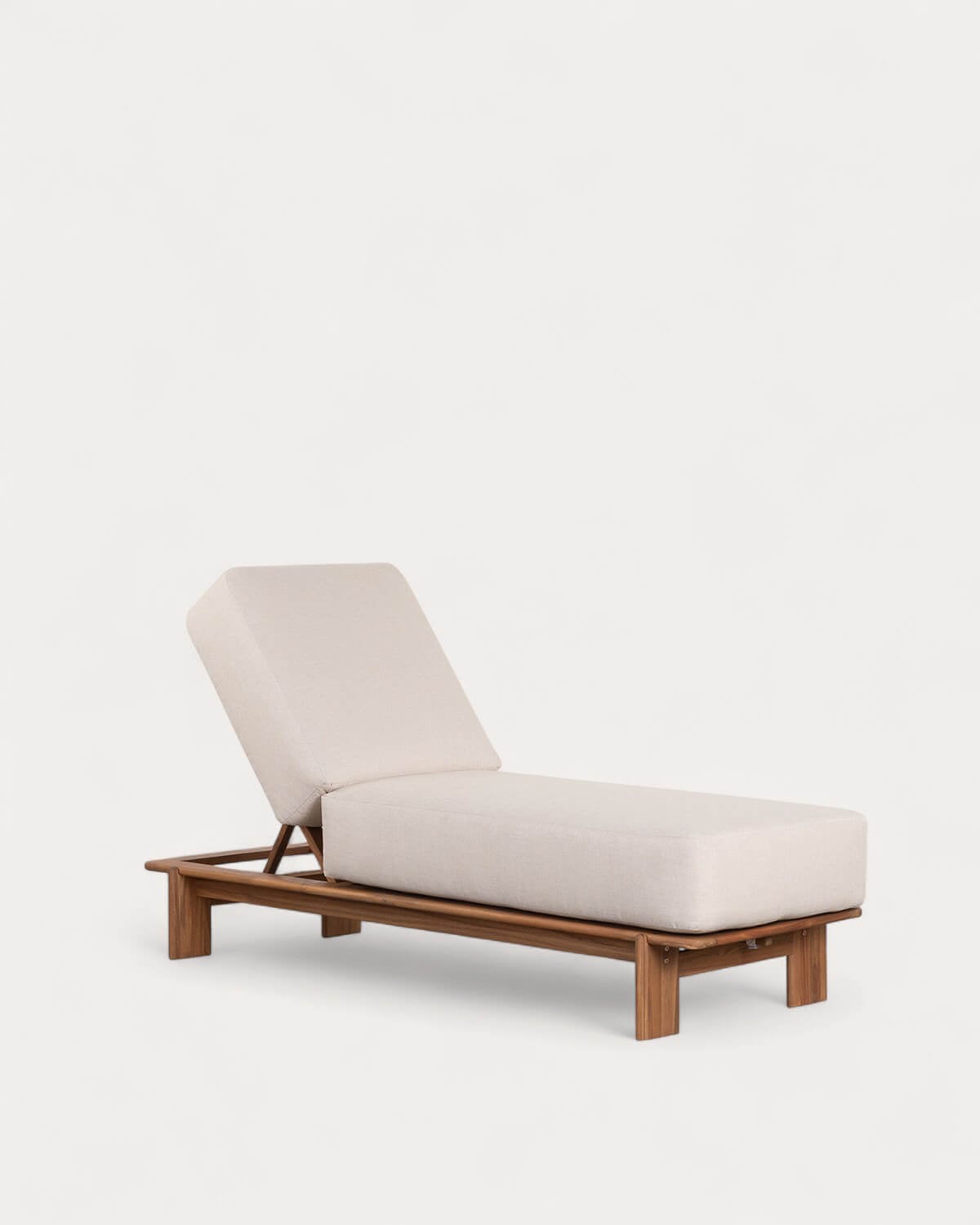 Cael - Tumbona Reclinable de Madera de Acacia con Cojín de Tela Cael