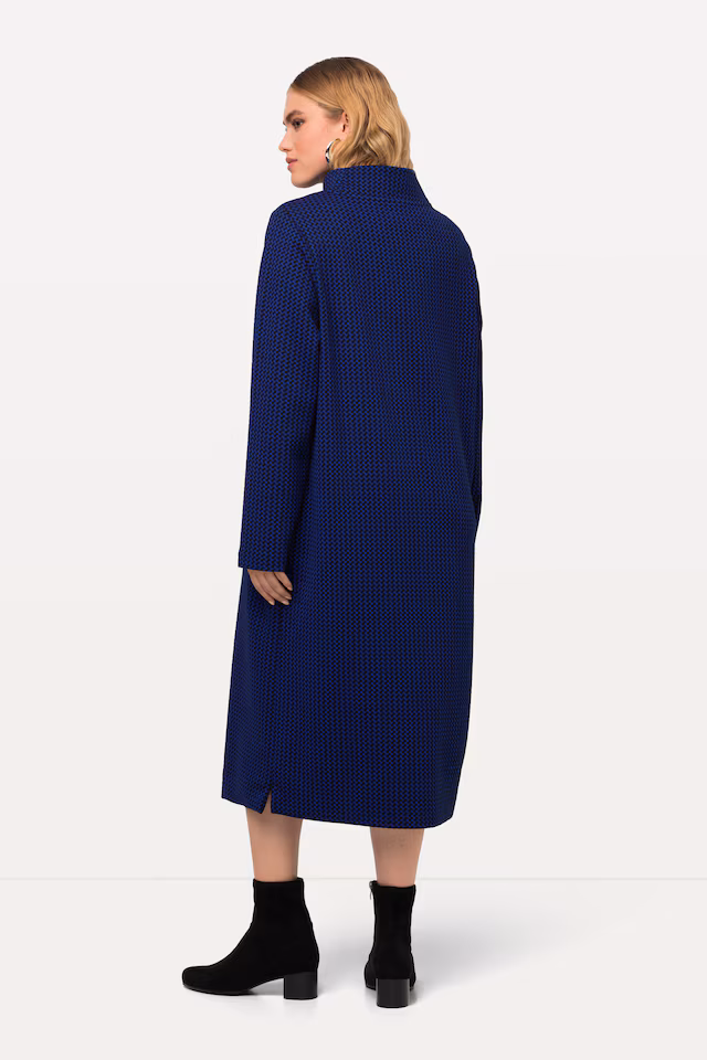 Textured Long Sleeve Turtleneck Sweatshirt Midi Dress