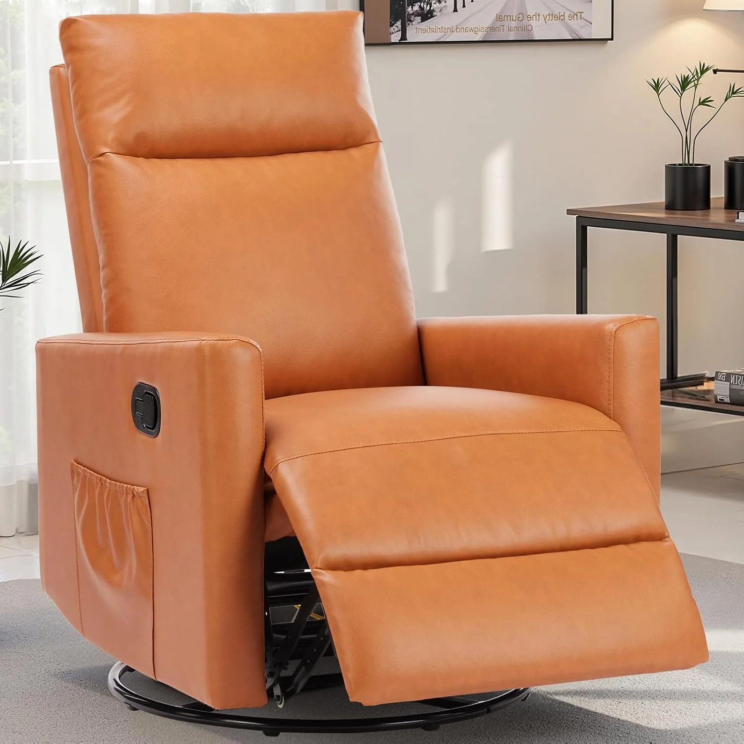 Fauteuil inclinable pivotant à bascule avec repose-pieds extra large et dossier haut, fauteuil berçant rembourré pour chambre d'enfant, salon ou chambre de bébé, assise profonde et confortable pour une détente optimale, gris
