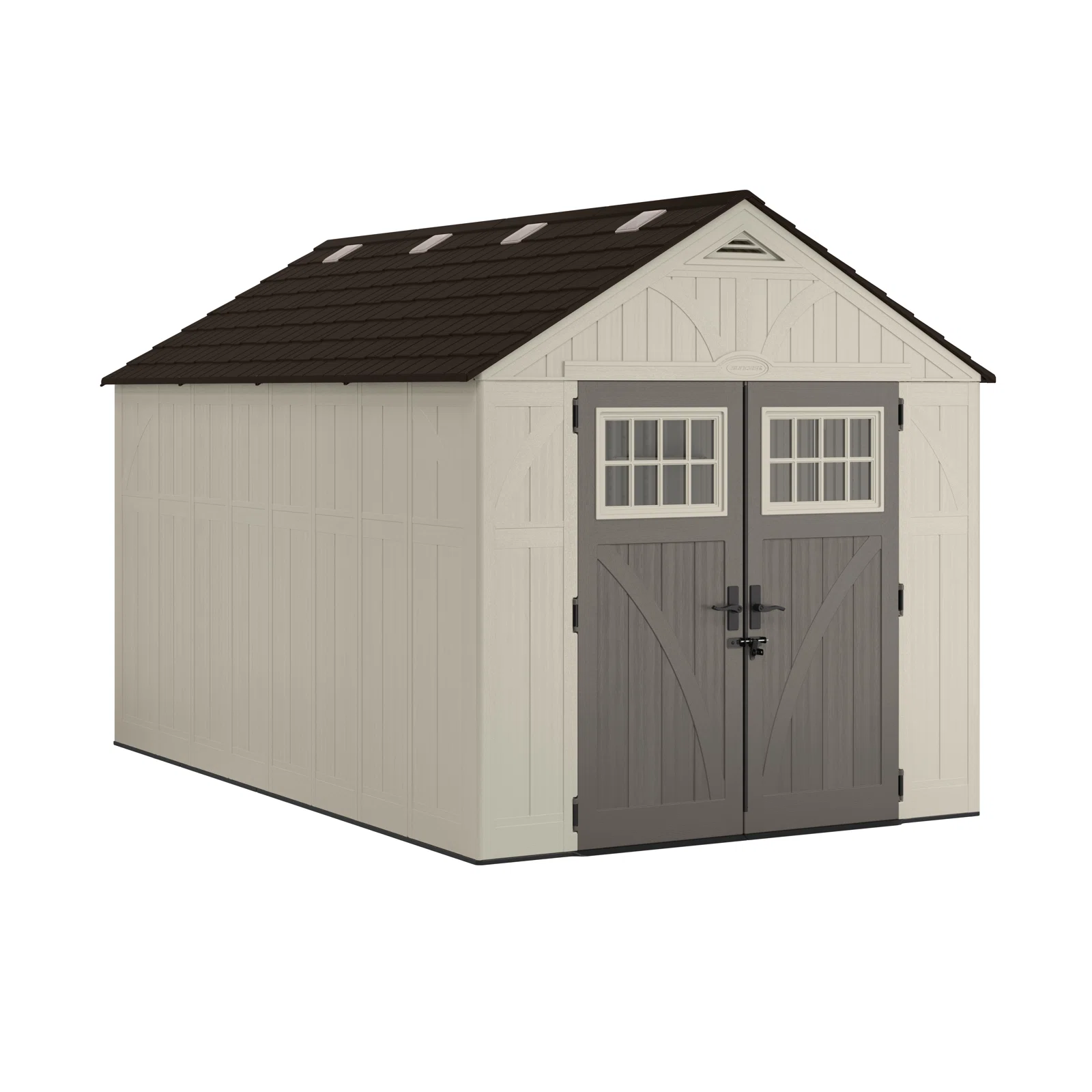 Abri de jardin Suncast Outdoor Vanilla en résine, 2,4 m de largeur x 3 m de profondeur