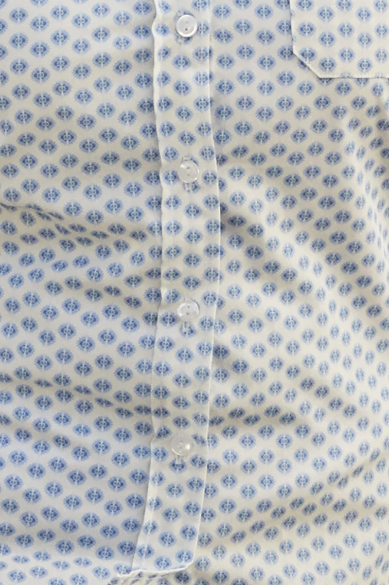 Chemisier femme en coton imprimé bleu