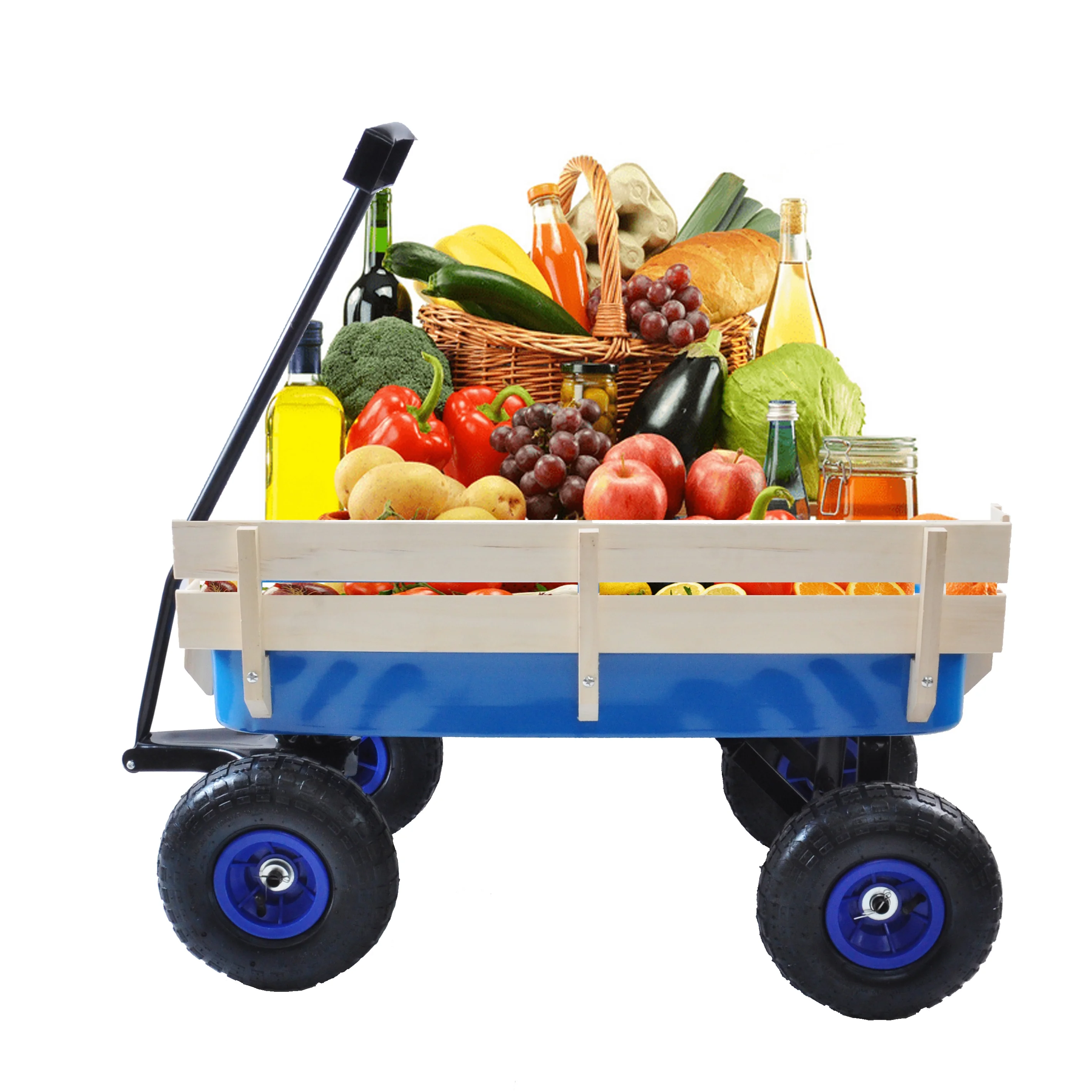 CLEARANCE! Outdoor Sport Red Wagon All Terrain Pulling w/Removable Wooden Side Panels Air Tires Big Foot Panel Wagon 330 lbs. Weight Capacity Sturdy All Steel Wagon Bed Kids' Pull-Along Wagons (Red)(176 lbs/Red) - Image 10
