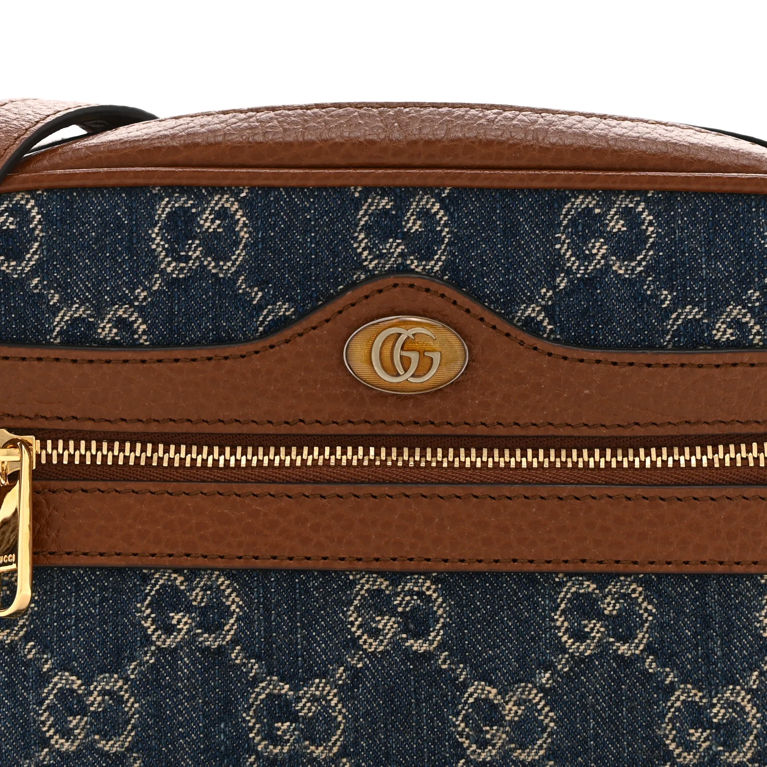 New Denim GG Monogram Dollar Calfskin Mini Ophidia Shoulder Bag Blue Tea Cuir Epilog