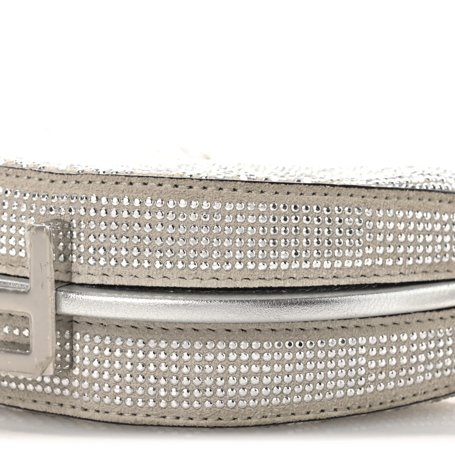 Crystal Vitello Laminato Suede FF Nano Fendigraphy Hobo Charm Grey