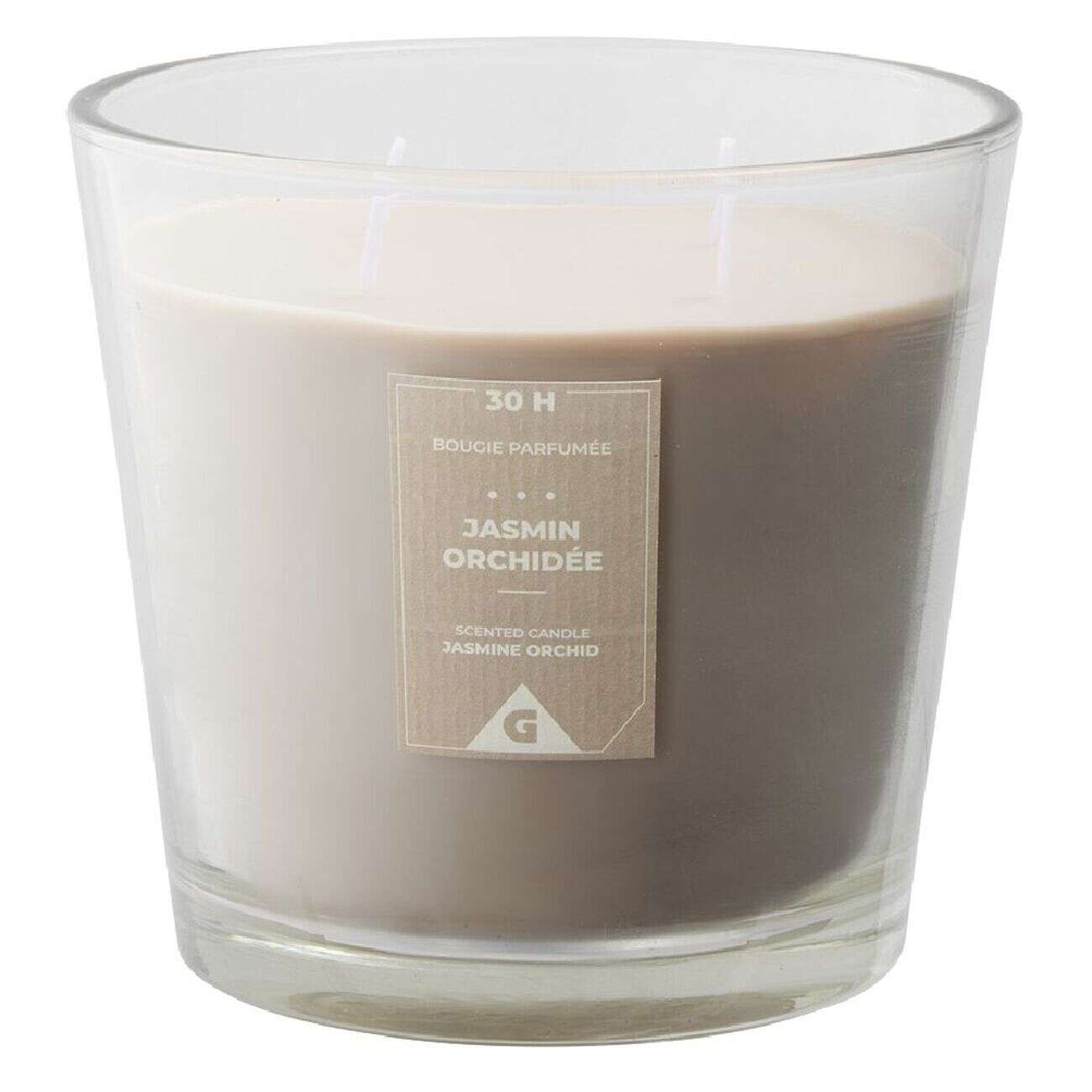 Bougie parfumée dans verre senteur jasmin orchidée Ø13,5xH12,5cm 30H