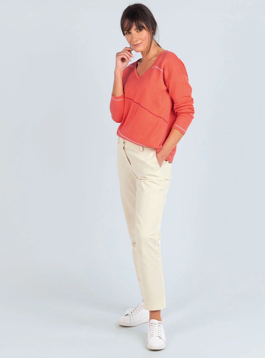 Pantalon chino femme en coton blanc naturel