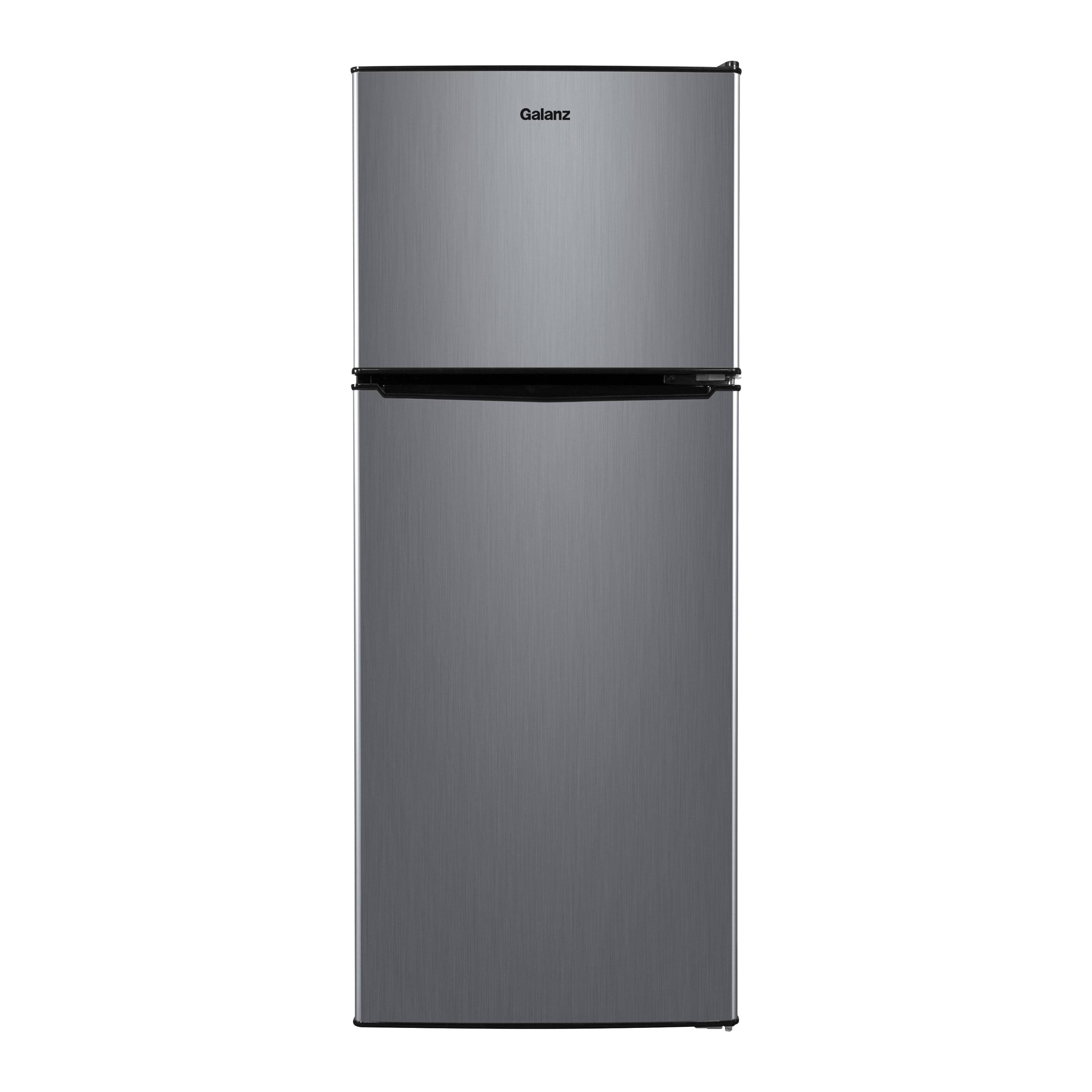 Galanz 4.6. Cu ft Stainless Steel Look, 2-door Estar Compact Fridge with Freezer, Silver