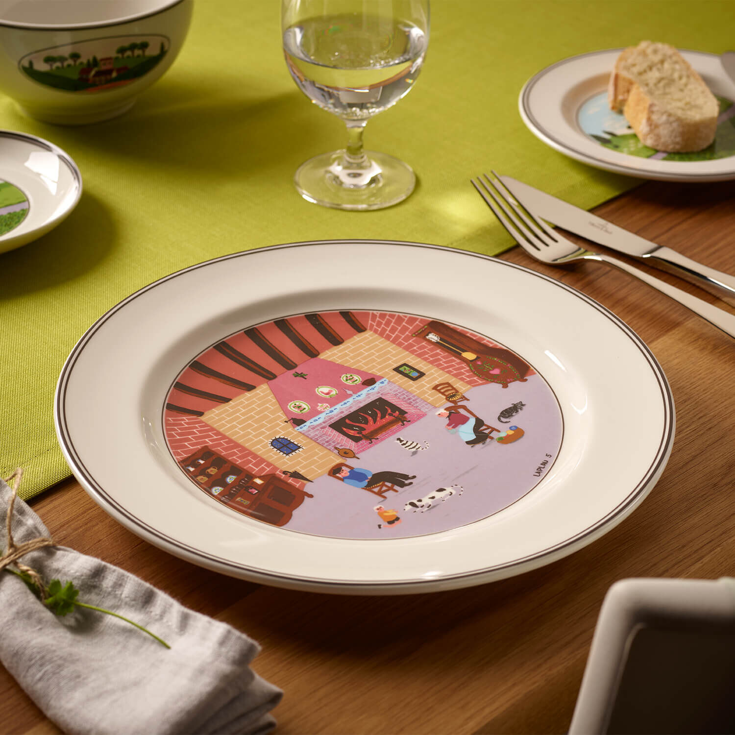 Design Naif Dinner plate - Multi-colored, 10.7'', Premium Porcelain