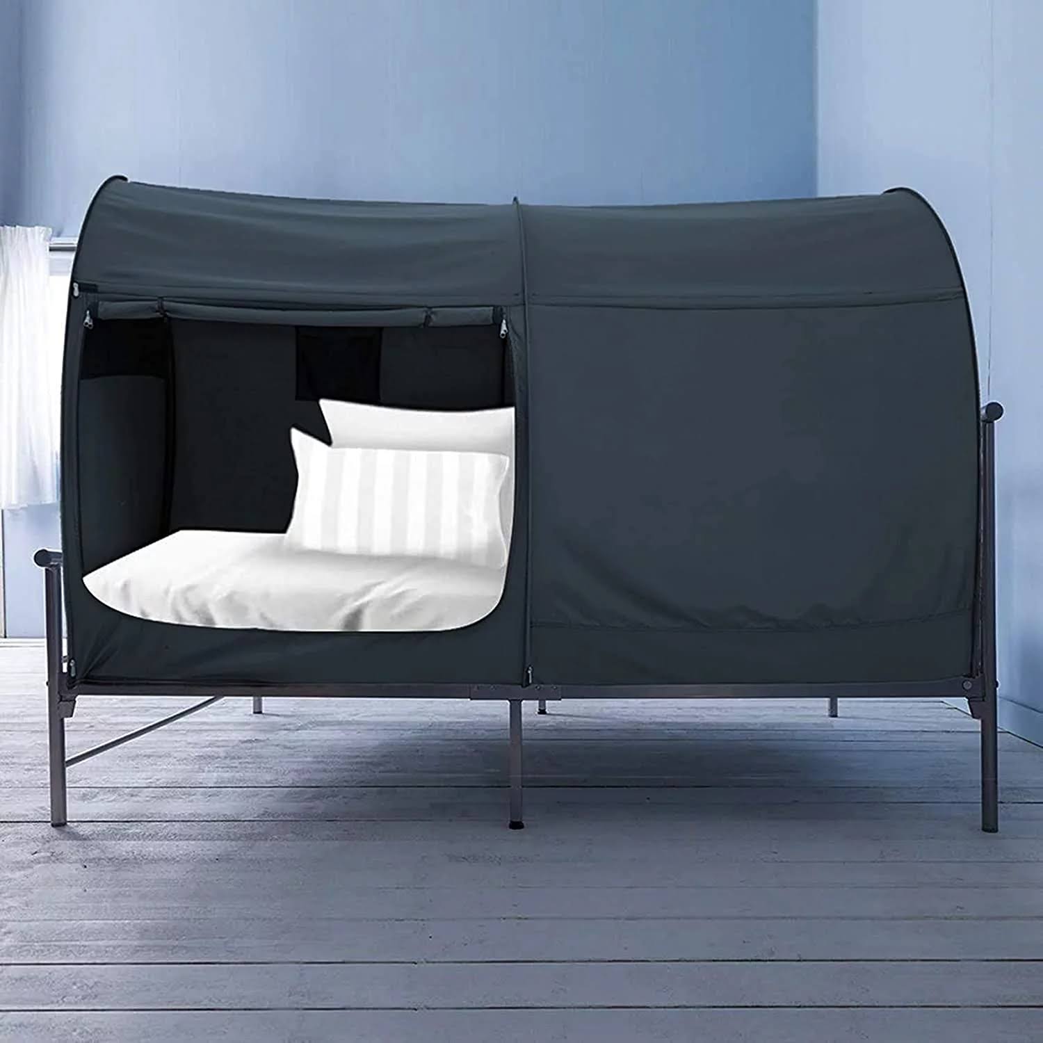 Privacy Pop Bed Tent Canopy for Queen Size Bed, Gray