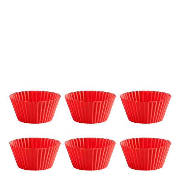 Muffinsformer i silikon 6 stk 7 cm rød