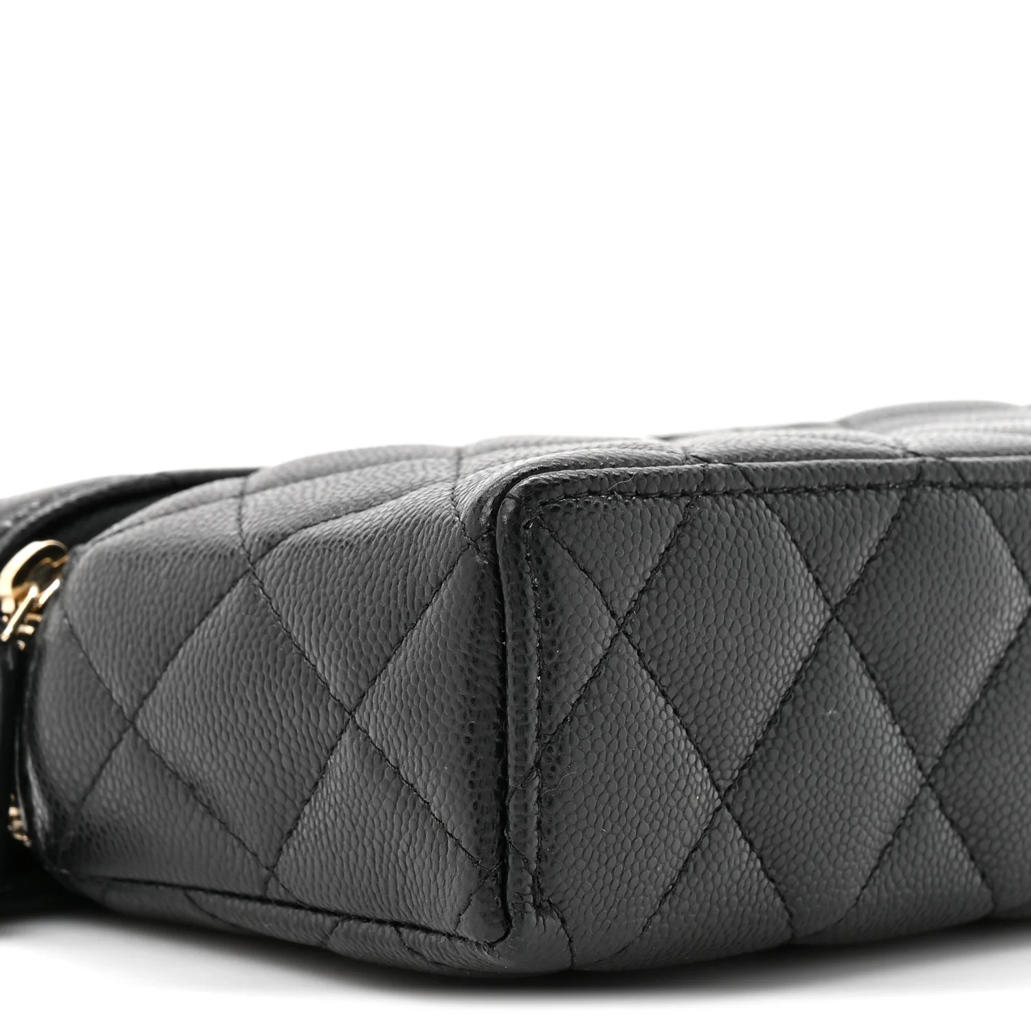 Caviar Quilted Top Handle Slim Vanity With Chain Black