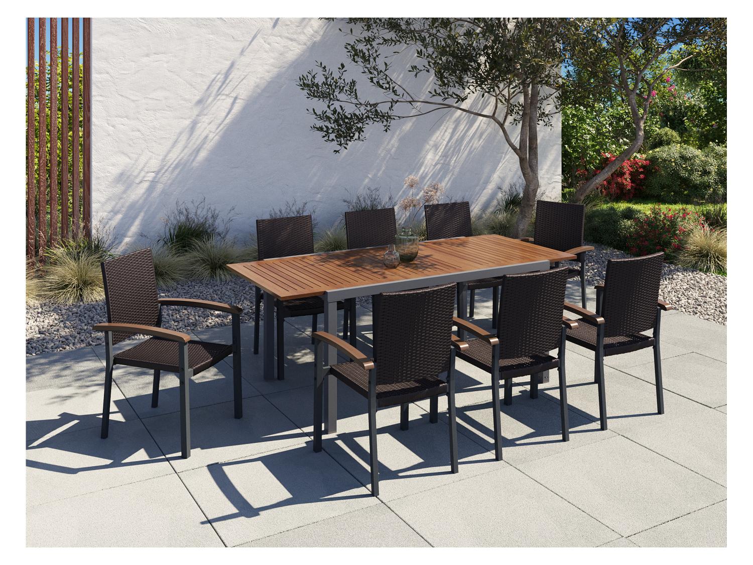 LIVARNO Table de jardin + Lot de 8 fauteuils Valencia