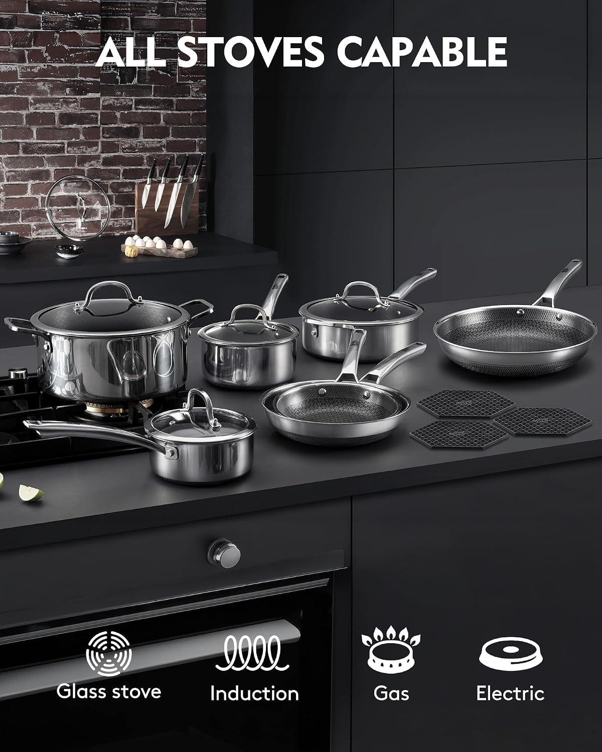 SNOWCLAD Pots and Pans Set Non Stick| Stainless Steel Kitchen Cookware