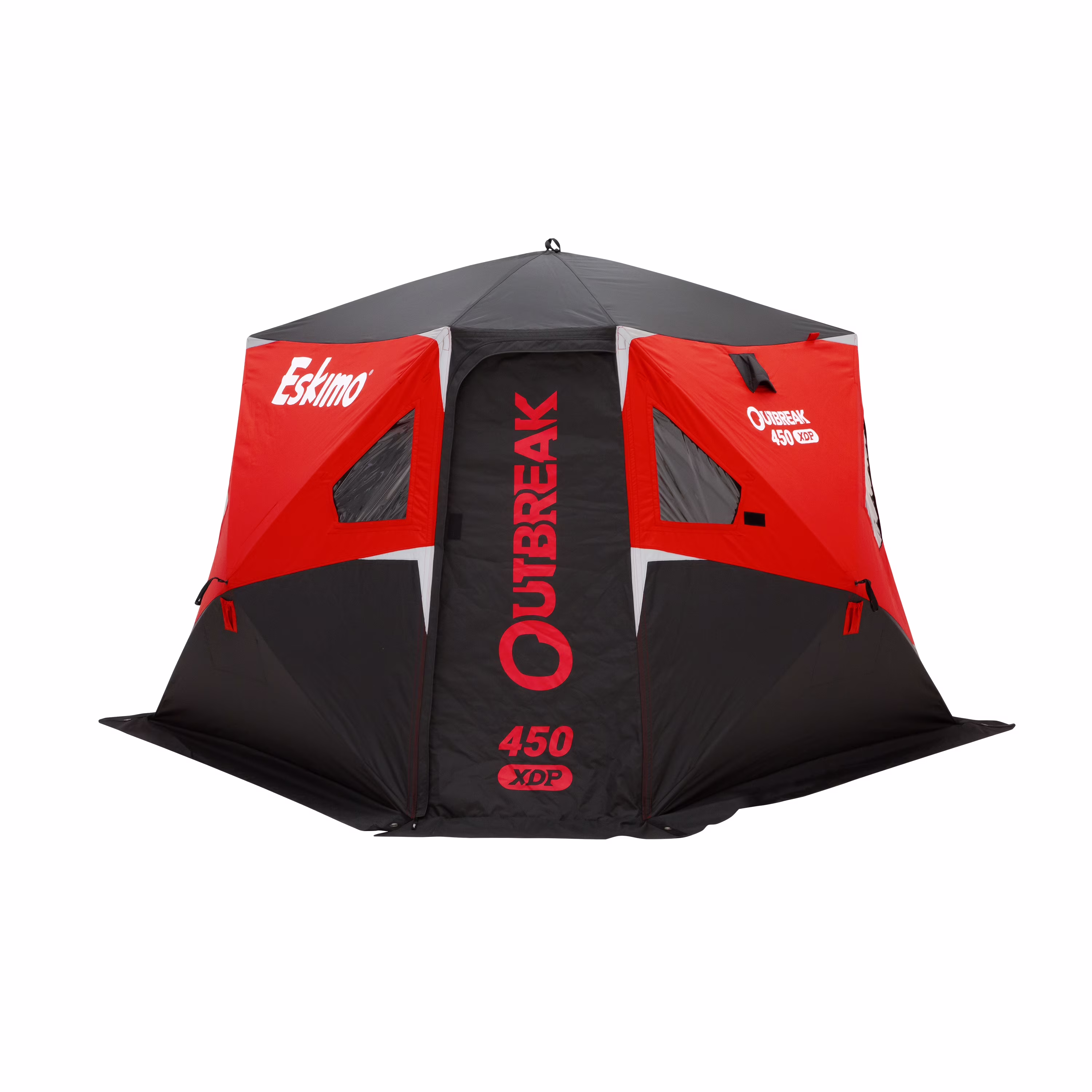 Eskimo® Outbreak 450XDP, Pop - up Portable Ice Fishing Shelter, 4 - 5 Person, Red/Black, 50450
