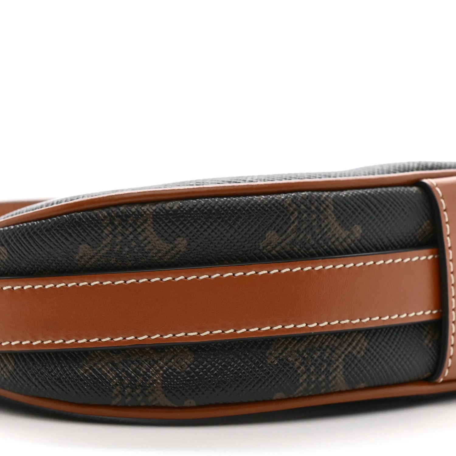 Canvas Calfskin Mini Ava Triomphe Shoulder Bag Tan