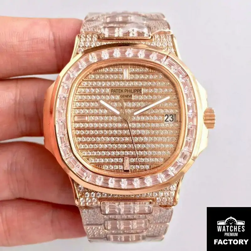 Patek Philippe Nautilus Jumbo 5719 / 1G-001 Rose Gold Diamonds Dial