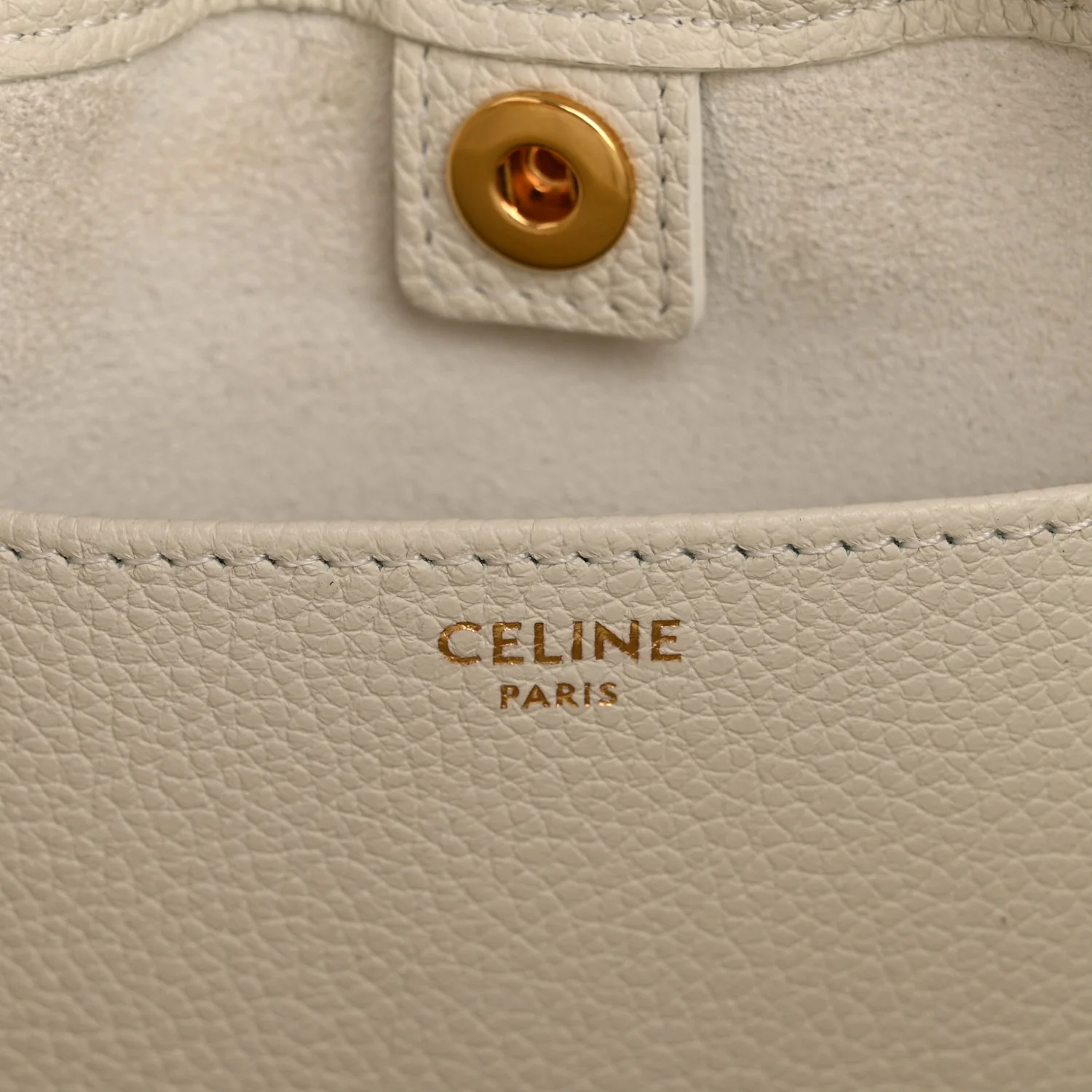 Calfskin Cuir Small Triomphe Cabas Drawstring White