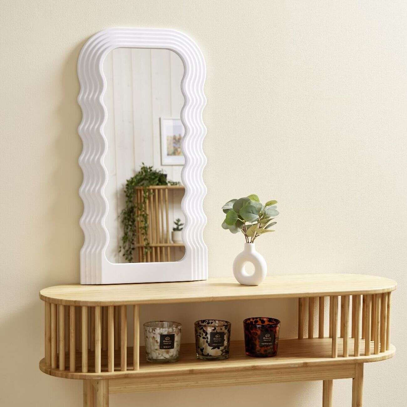 Grand miroir Wavy 110x46cm blanc