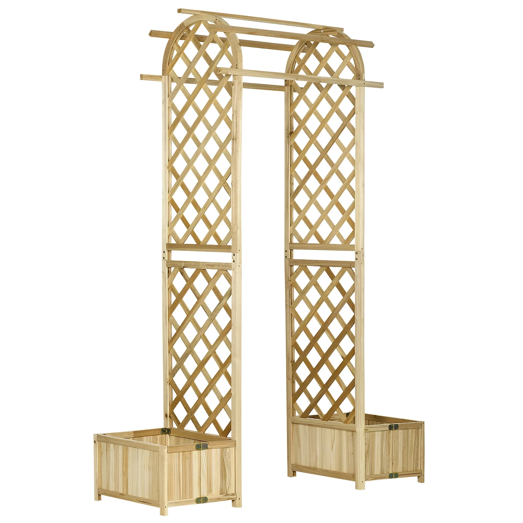 Outsunny 17.25 Wooden Wedding Arch, Garden Arch Arbor for Climbing Plants & Trellis Design for Vines, Ceremony, Party, Backdrop, Natural