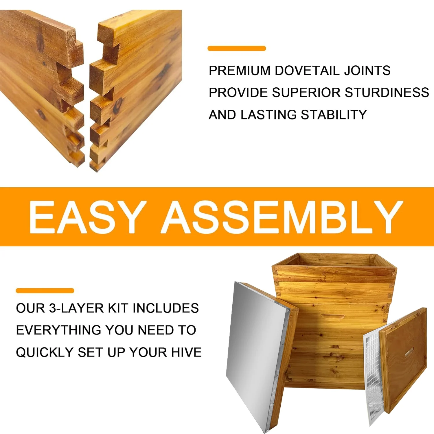 5-Layer Bee Hive for Beekeeping 2 Deep 3 Medium Boxes with Beeswax Coating, Ventilated Metal Roof (Frames Sold Separately)(5-Layer) - Image 10