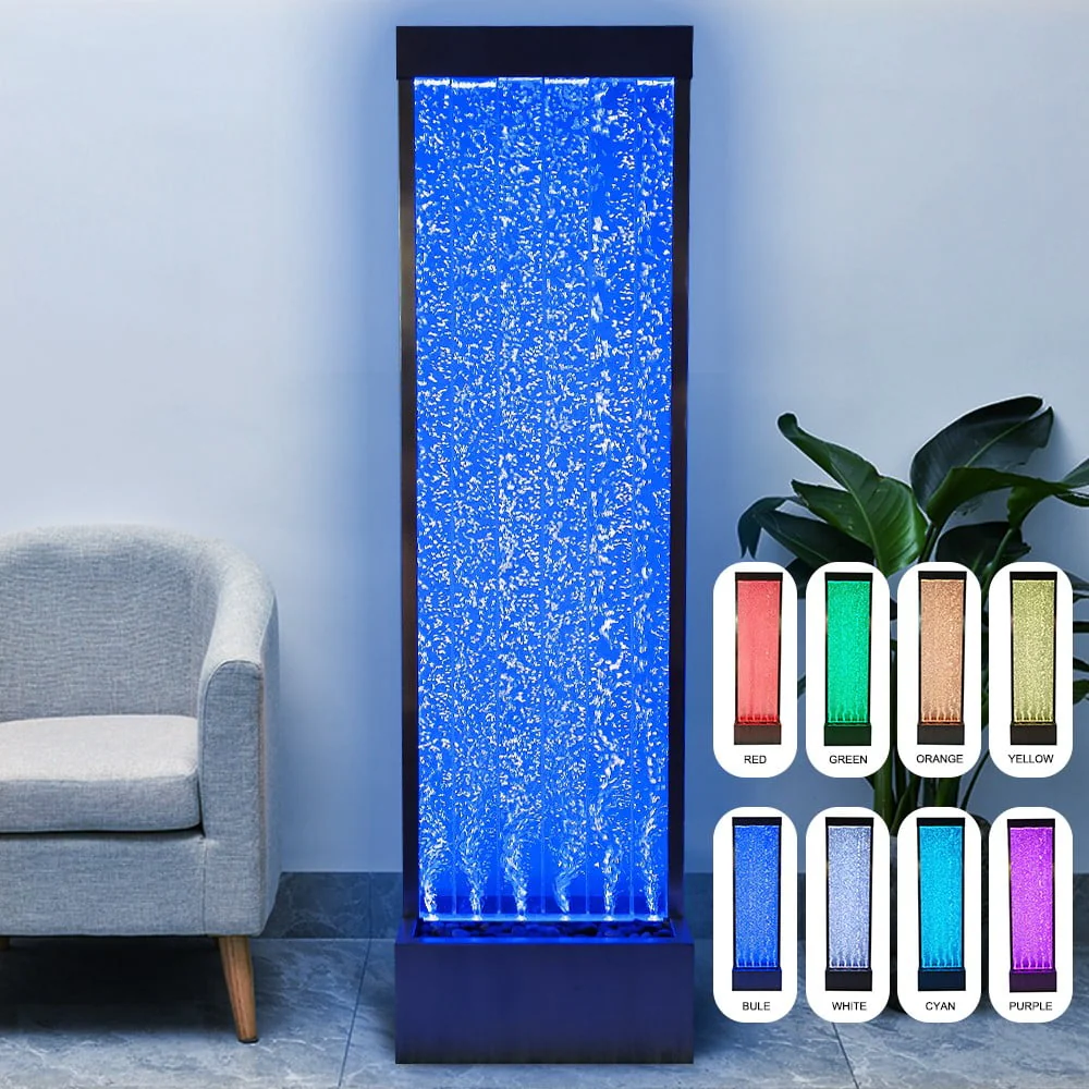 72'' Acrylic Bubble Fountain, Standing Bubble Panel, Color Lights/Remote Ctrl