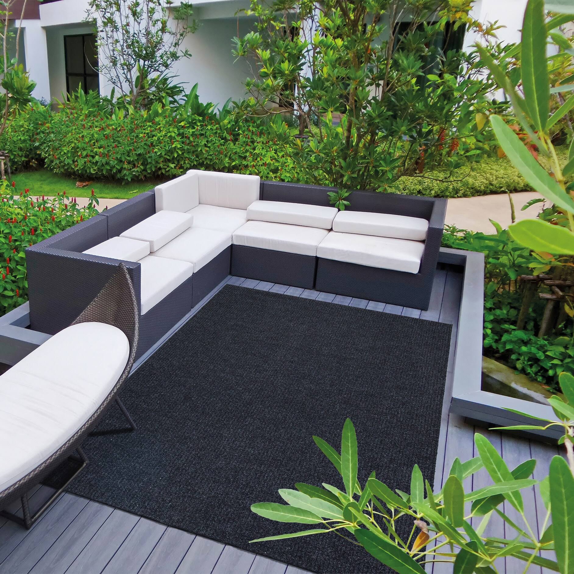 Scrabe Rib Non-Slip Rubberback Black Indoor/Outdoor Utility Rug Ottomanson