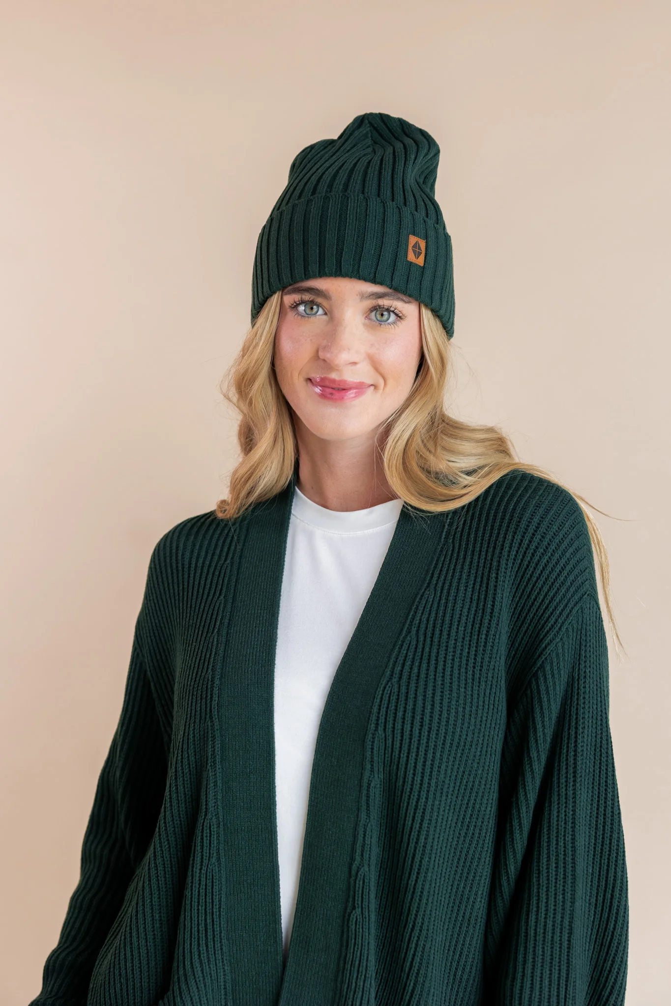 Chunky Knit Adult Ribbed Beanie in Cypress