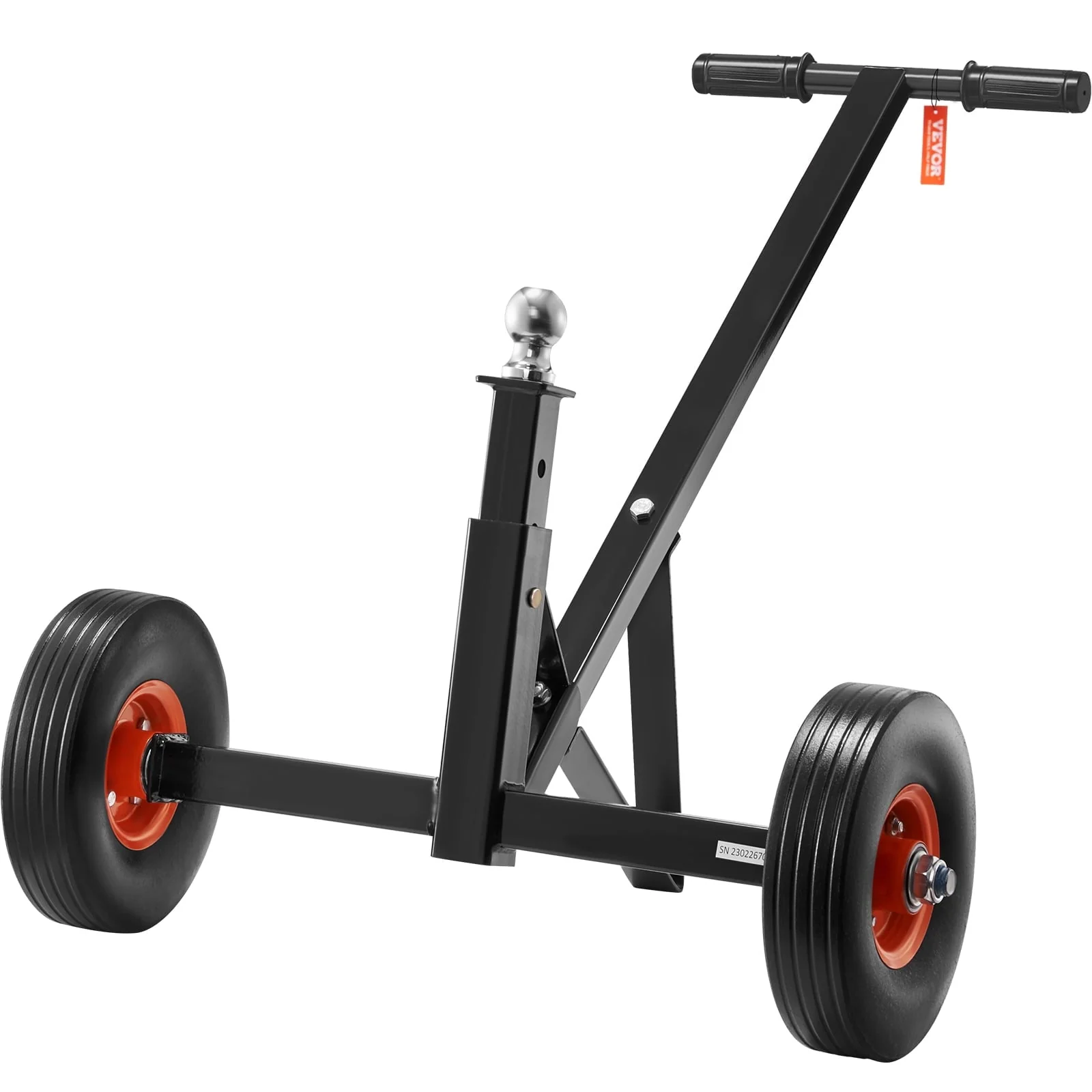 BENTISM Adjustable Trailer Dolly, 600 lb Tongue Weight Capacity, Carbon Steel Trailer Mover with 16'' - 24'' Adjustable Height, 1 - 7/8'' Hitch Ball & 10'' Solid Tires
