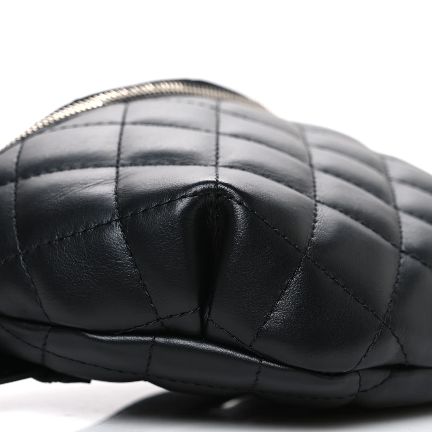 Lambskin Quilted Waist Belt Bag Black