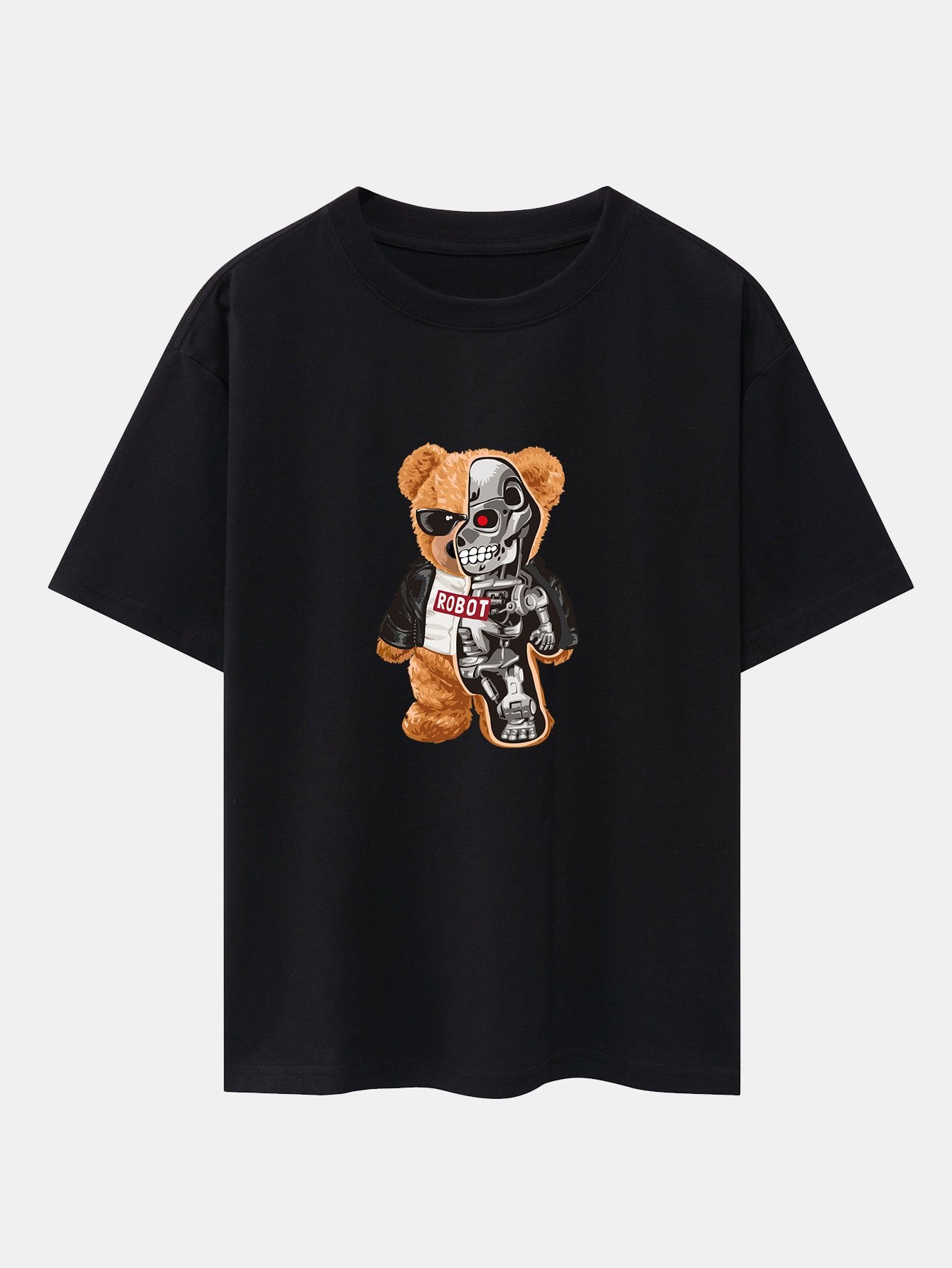 T-shirt oversize épais à imprimé ours robot