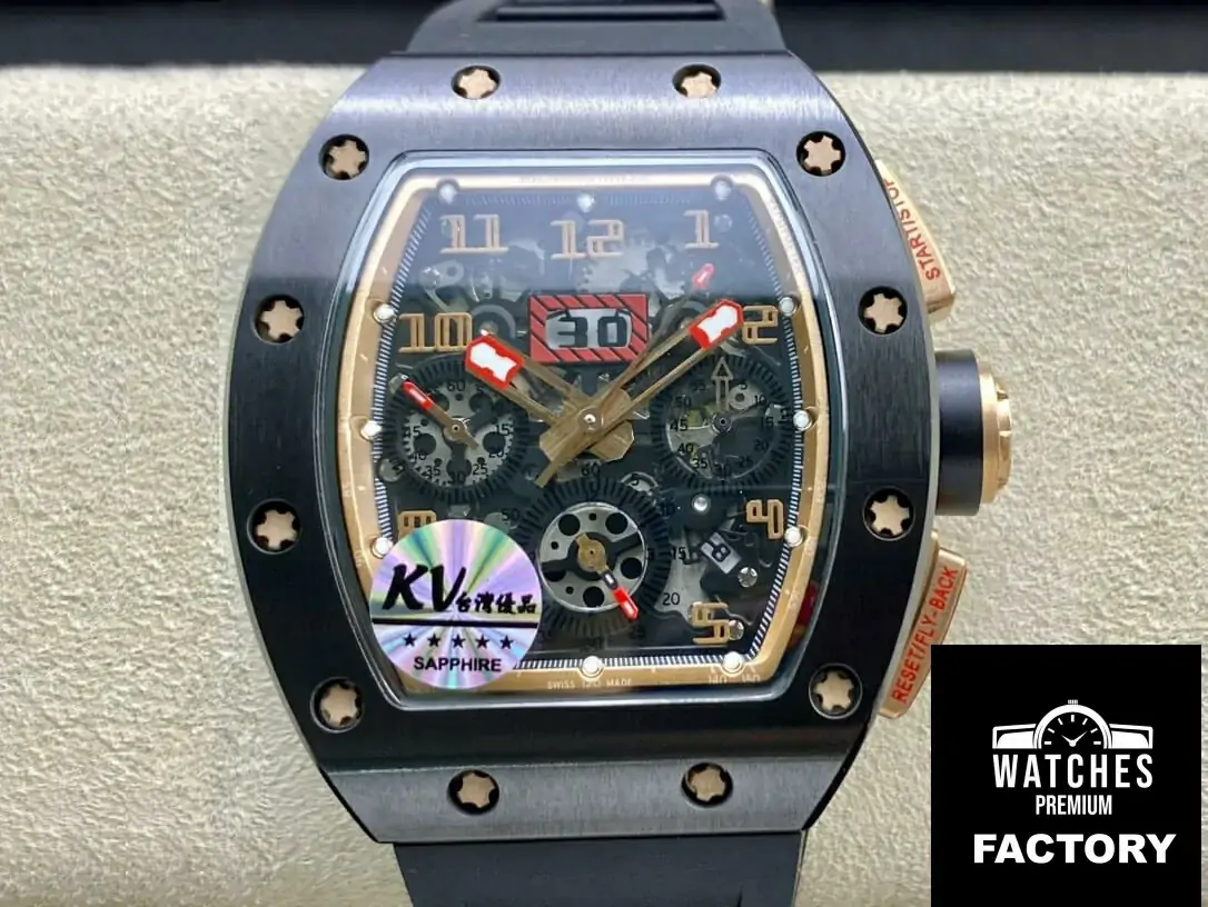 Richard Mille RM011 KV Factory Black Rubber Strap