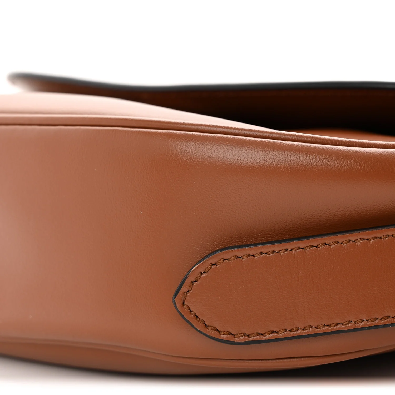 Soft Calfskin Traingle Arque Flap Shoulder Bag Cognac