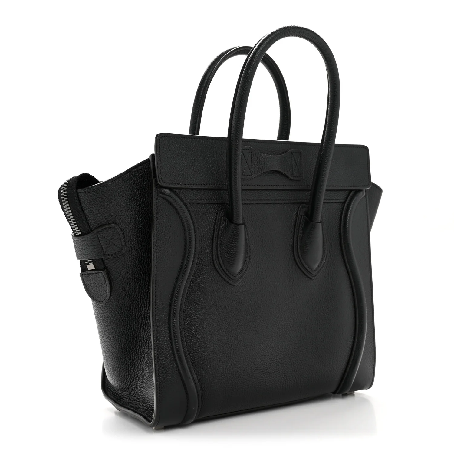 Drummed Calfskin Micro Luggage Black