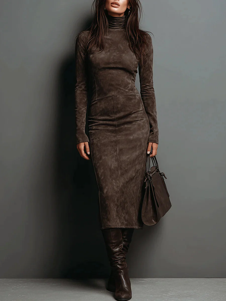 Jade | Robe midi en daim