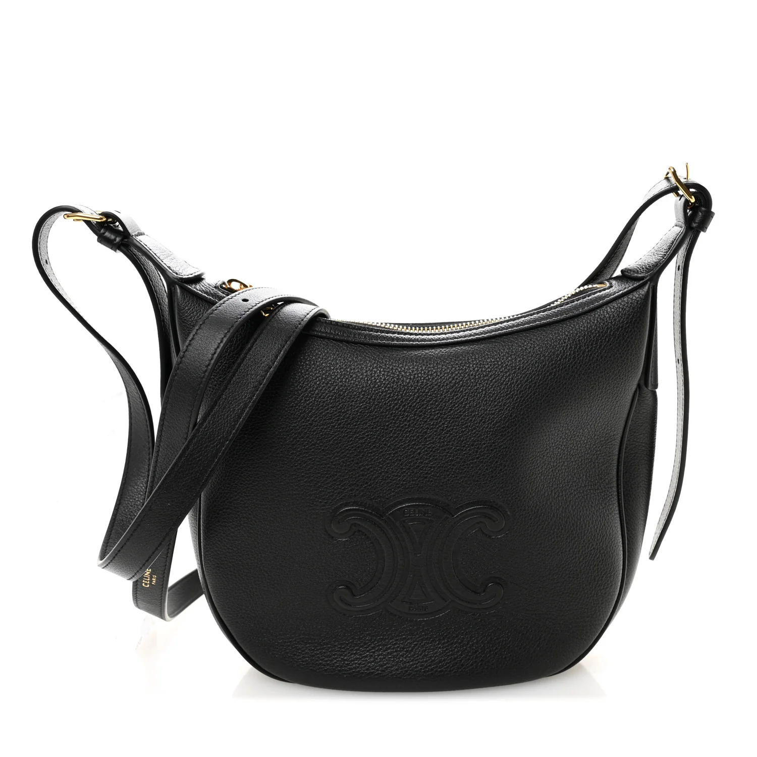 Supple Calfskin Cuir Triomphe Small Heloise Shoulder Bag Black