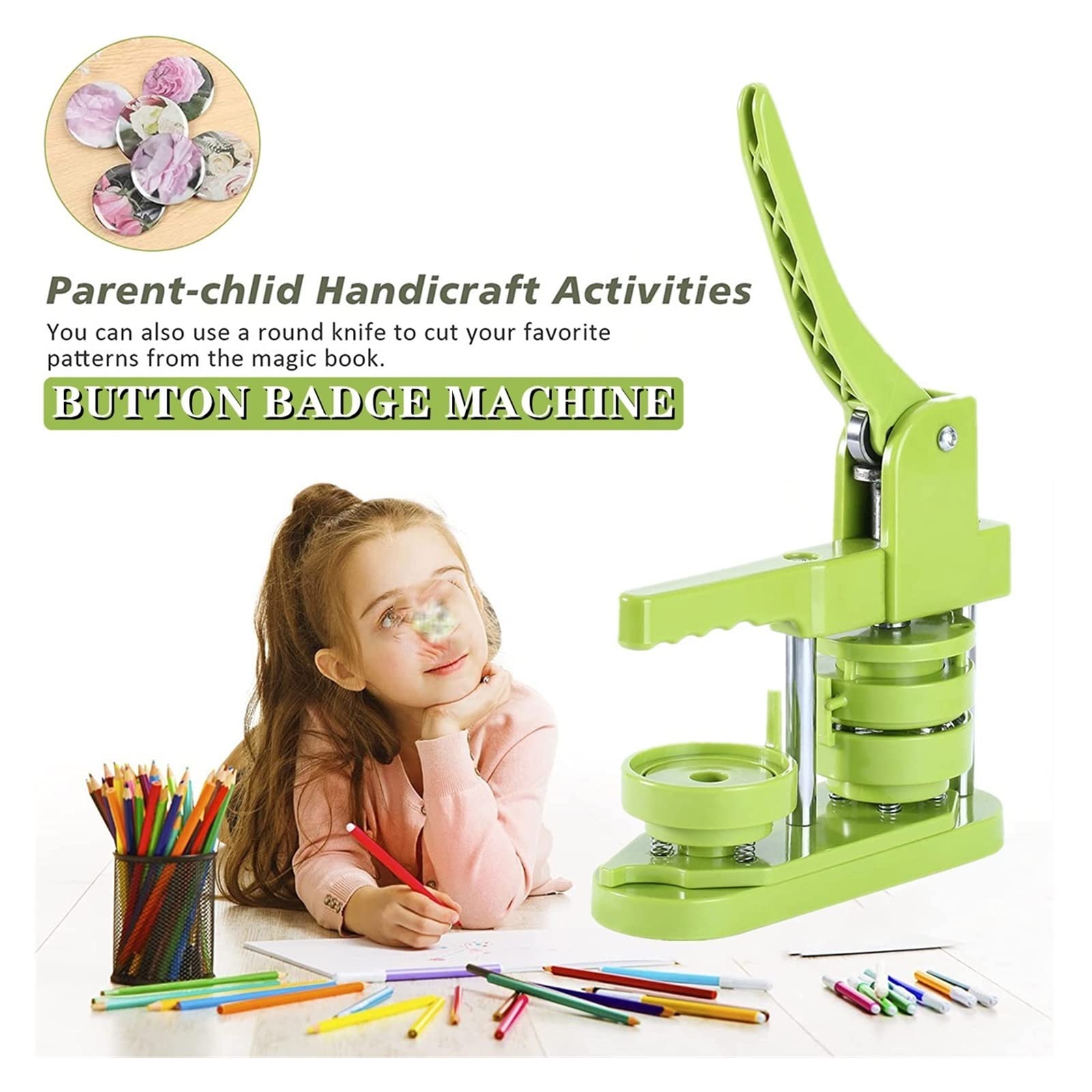 Button Maker, Button Badge Making Machine, DIY Pin, 58mm,Efficient(25MM)