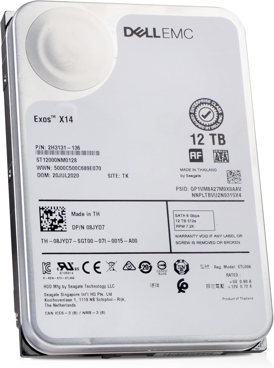 Dell/Seagate Exos X14 12TB ST12000NM0128 7.2K RPM SATA 6Gb/s 512e 3.5