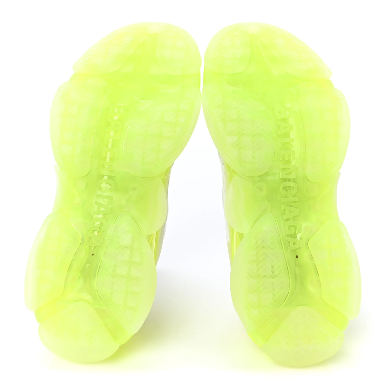 Fabric Mesh Clear Sole Fluo Womens Triple S Sneakers 38 White Fluo Yellow