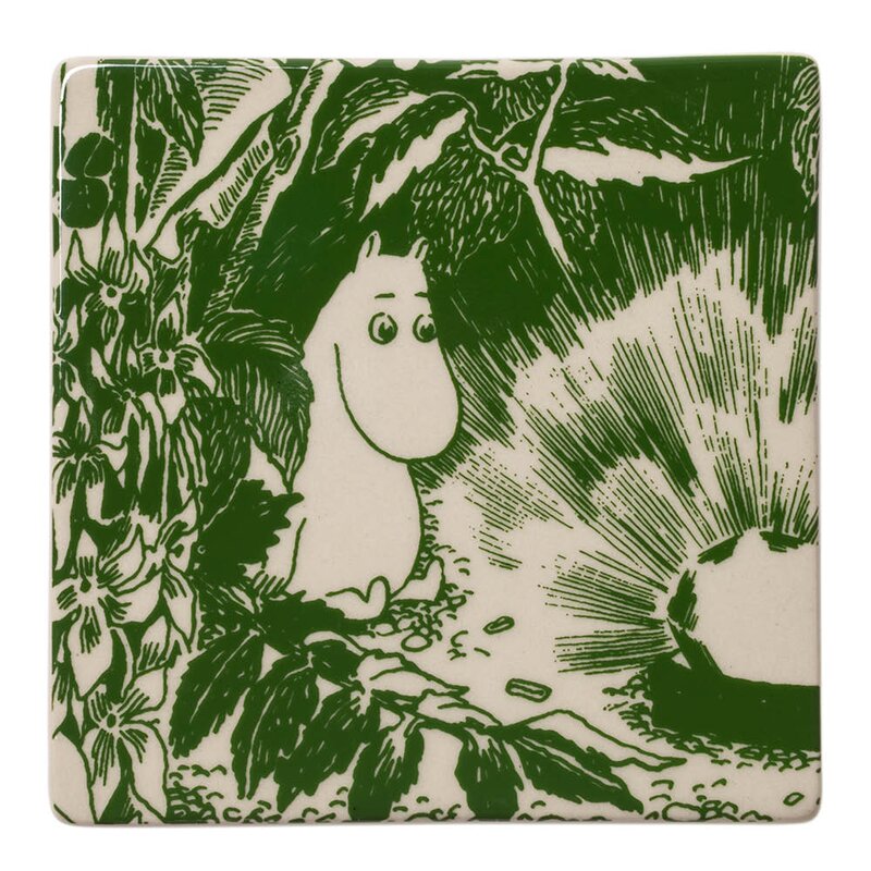 Mummi glassbrikke 10x10 cm 2 stk mystisk skog grønn
