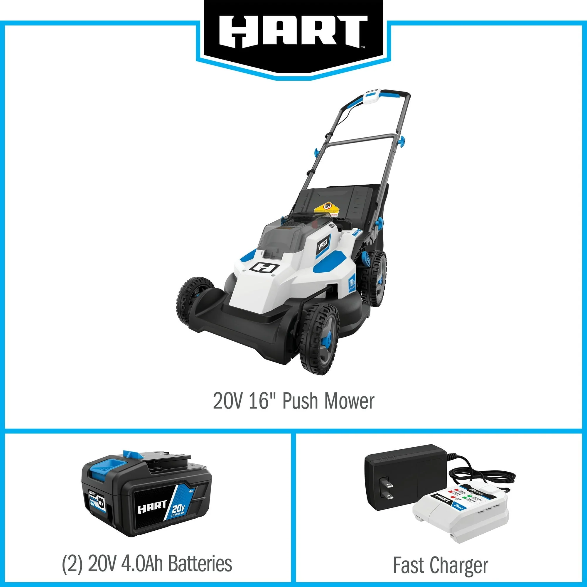 Restored 20-Volt 16-Inch Push Lawn Mower Kit, (2) 20-Volt 4.0Ah Lithium-Ion Batteries, (1) Battery Charger (Refurbished) - Image 3