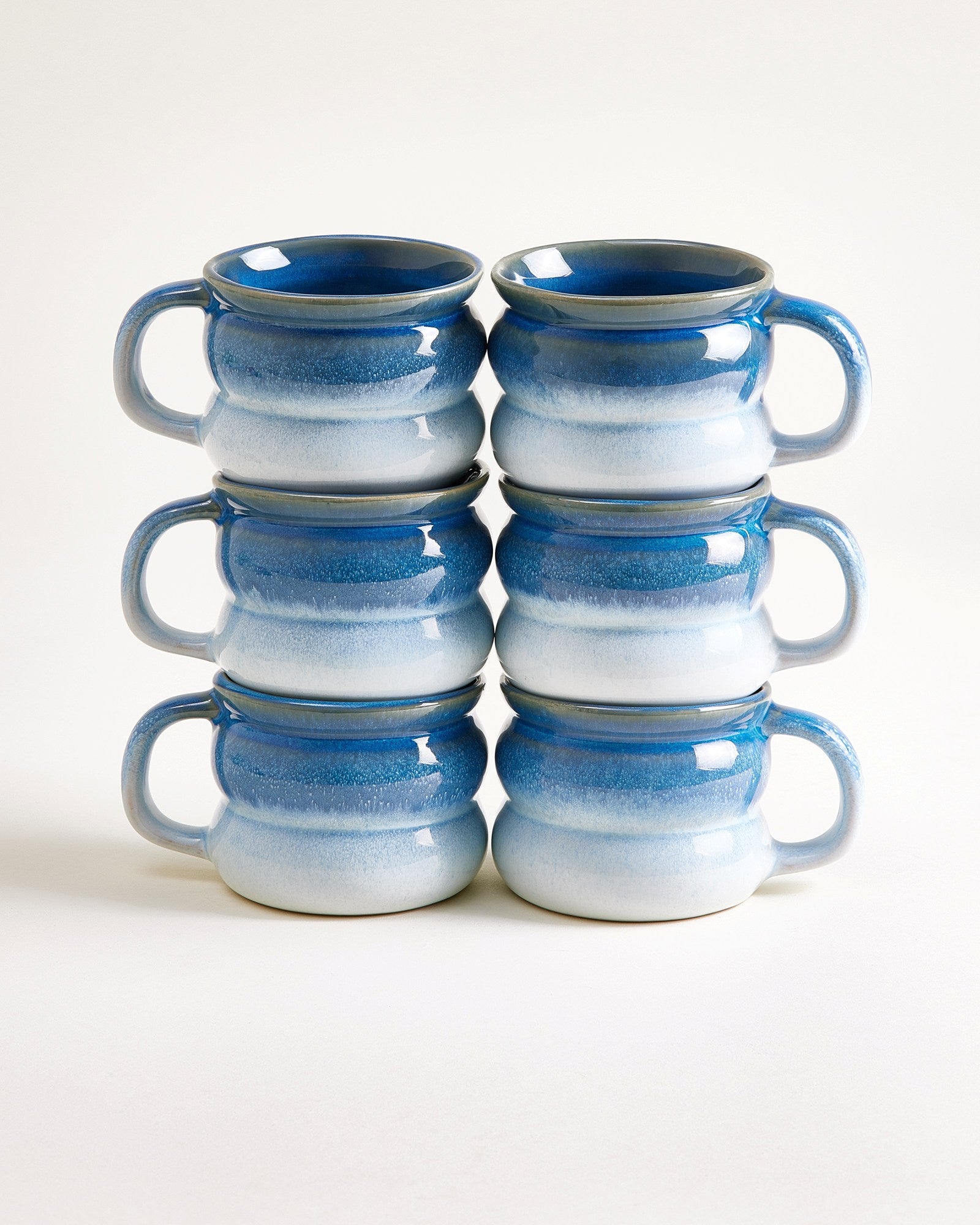 OMBRA - SMALL MUG BUBBLE DARK BLUE LIGHT BLUE SET OF 6