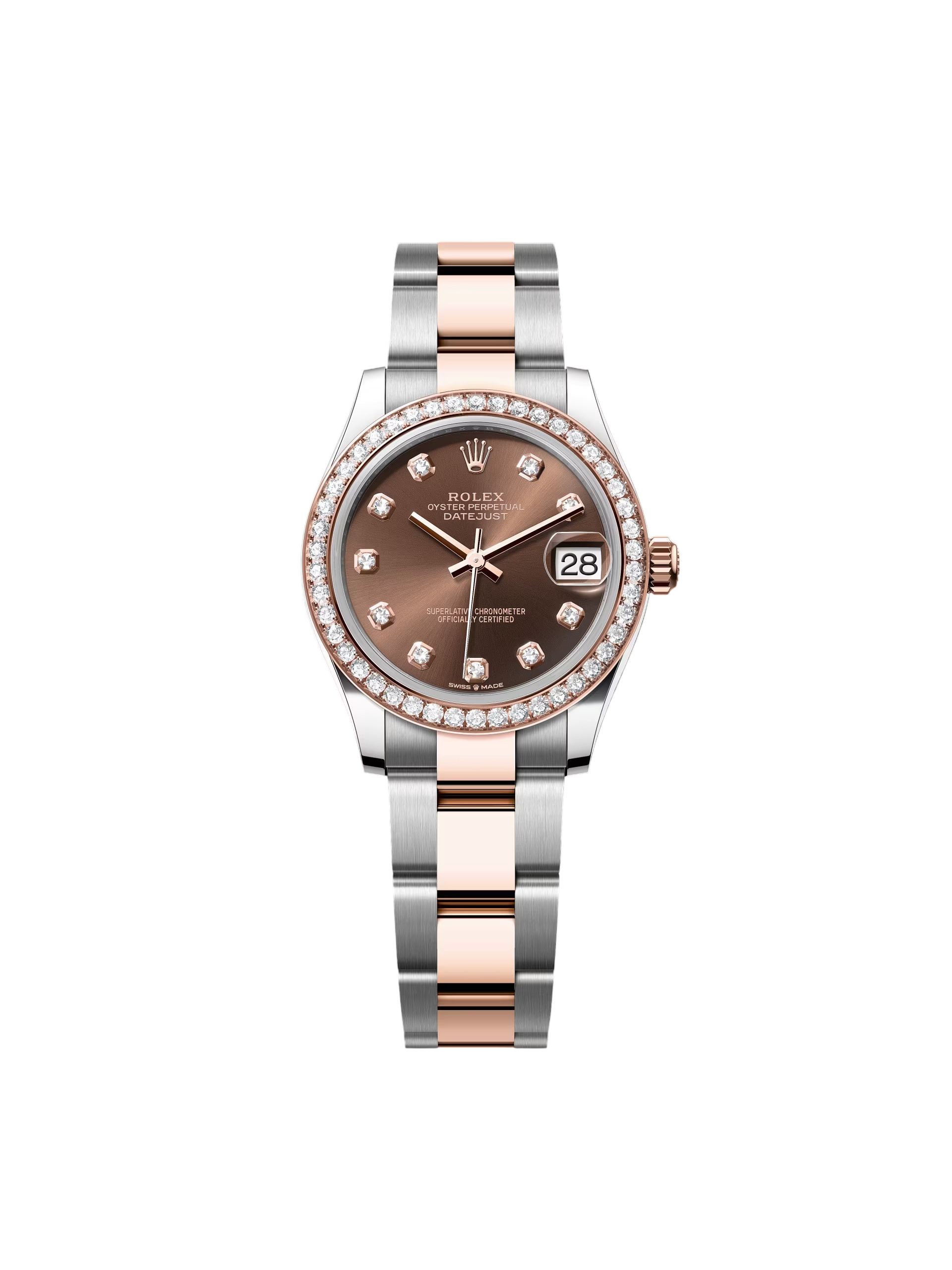 【Super Clone】RLX Datejust m278381-0027/0028 Chocolate Diamond 31mm Dial Diamond-Set Bezel and Oyster Bracelet Watch