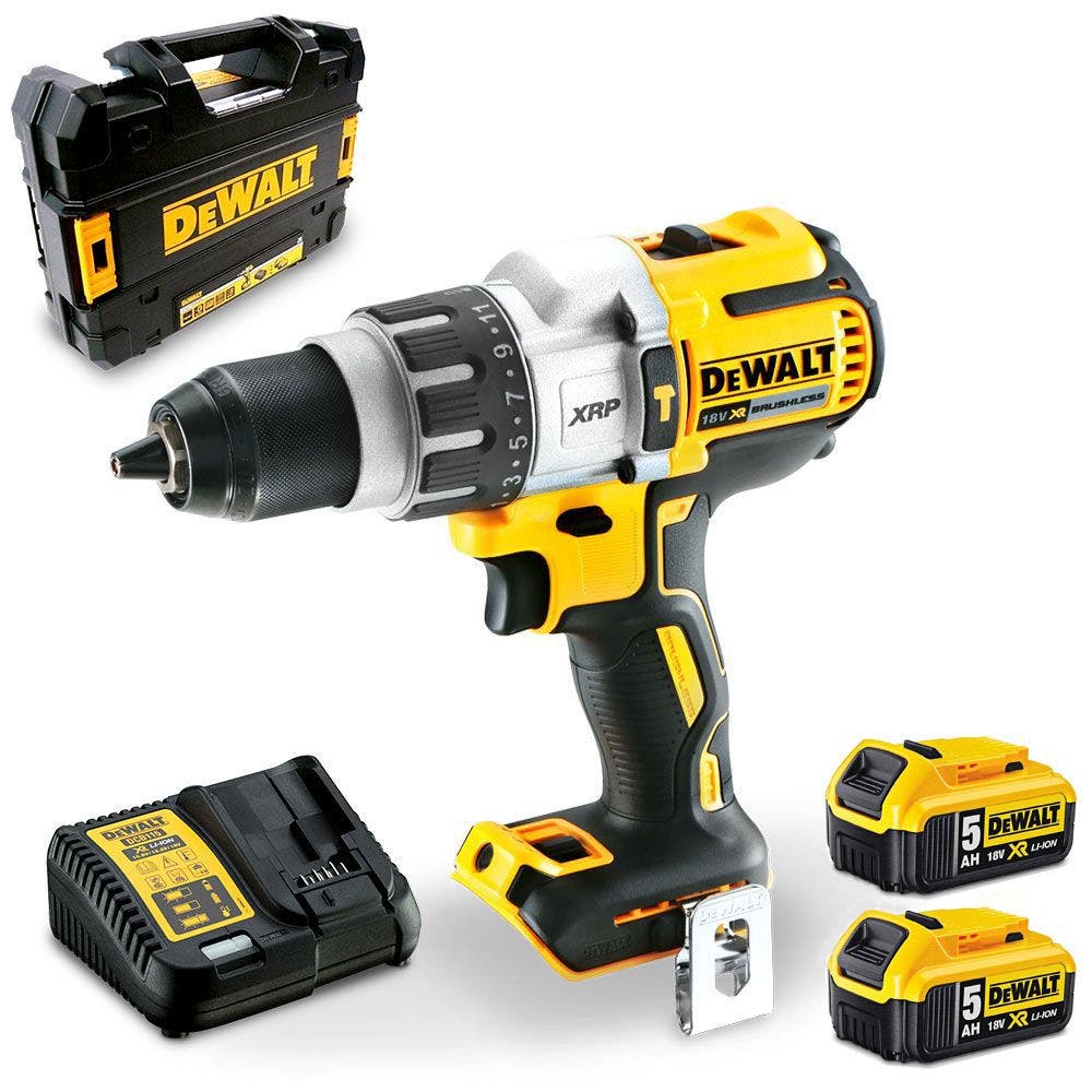 Kit perceuse à percussion DEWALT 18 V sans balais, 2 batteries 5,0 Ah, 13 mm, DCD996P2-XE