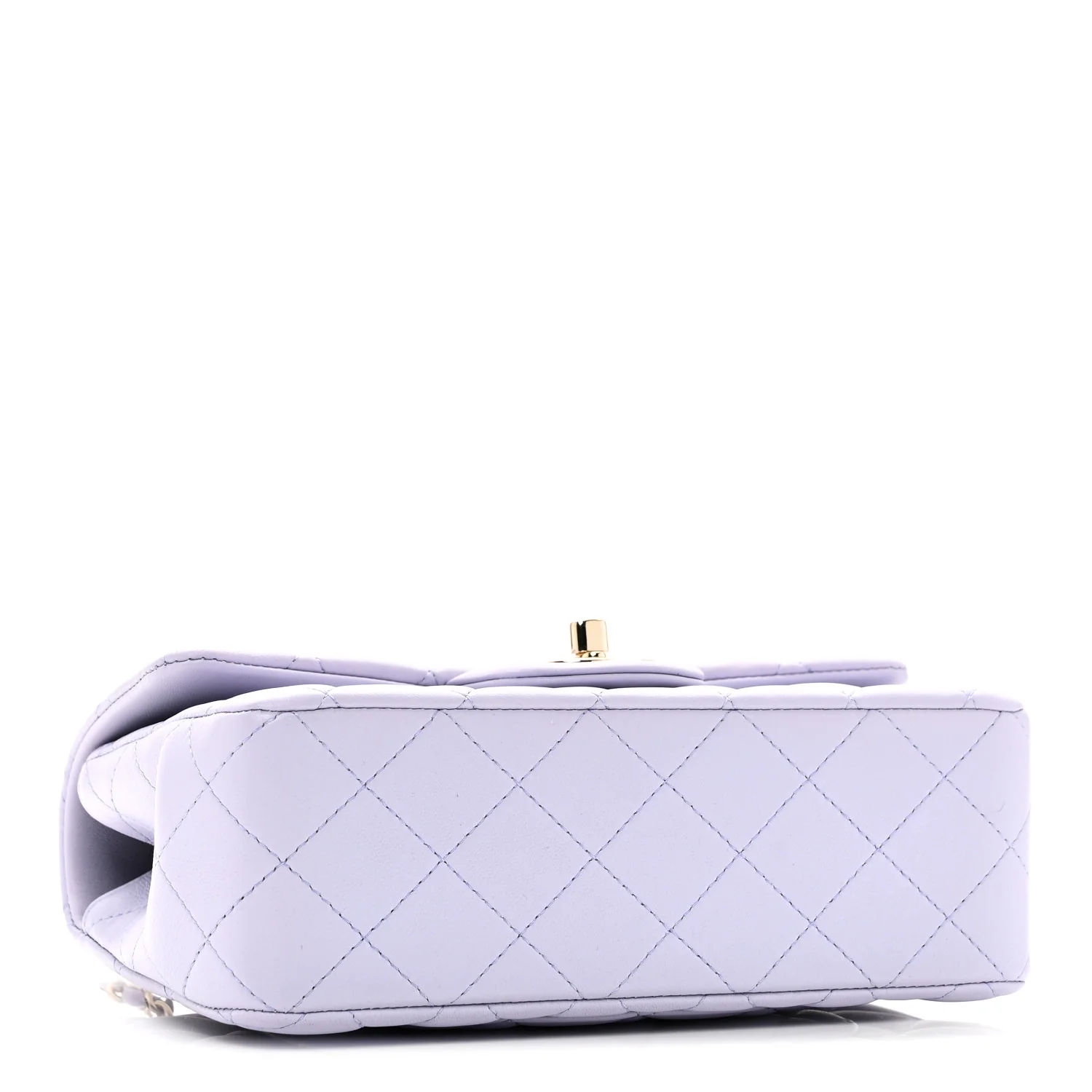 Lambskin Quilted Mini Top Handle Rectangular Flap Light Purple